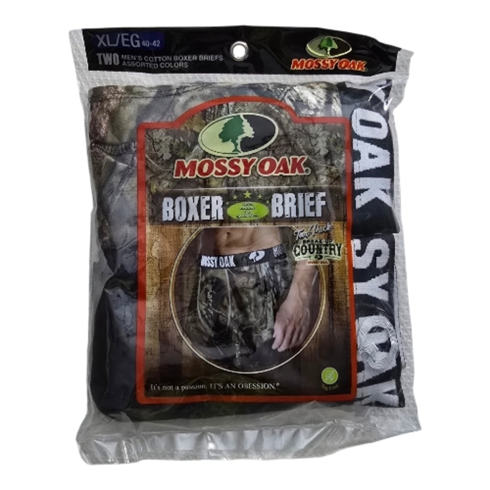 NWT Mossy Oak Mens Boxer Briefs 2 Pack Camo Cotton Stretch Extra Large 40-42